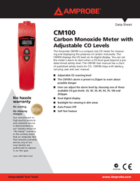 Thumbnail of document Data Sheet - CM100 Carbon Monoxide Meter with Adjustable CO Levels